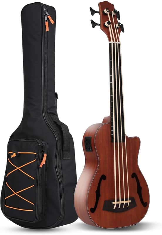 Ubass Fretless,Bass Ukulele Electric 30 inch baritone ukelele bass,Electric Acoustic Bass Uku Wtih Gig Bag image 1