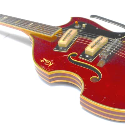 KENT  [Kawai/Teisco] 1967 Model 834  Violin-Shape HollowBody Cherry Red Stain - Original - Complete image 6