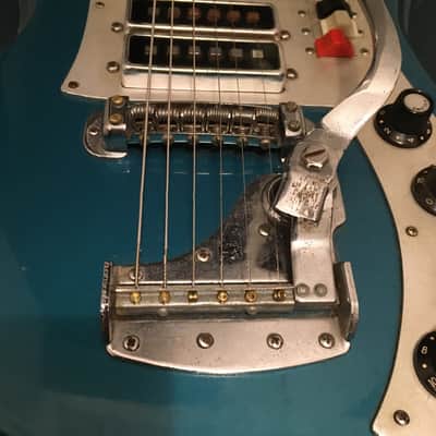 Vintage 60s MIJ Teisco K-3L / ET-312 Sharkfin Electric Guitar - Blue + Hard Case image 10