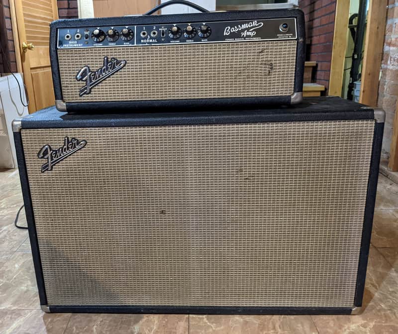 Fender Bassman Amplifier & 2x12" Cabinet, Vintage 1967 Black Face image 1