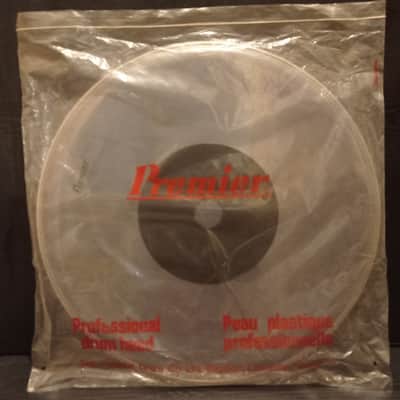Premier RARE, Collectable NOS 18" bass drum head 70s-80s  - Vintage white+ black image 1
