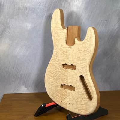 High End Offset Bass Body NOS Blistery Quilted Maple Top, solid one piece Mahogany Back - Unfinished - Front Routed - Luthier Supply R42 image 20