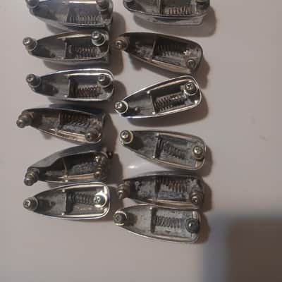 Unkown Vintage bass drum lugs star,kent? 60,s 70,s - Aged chrome metal, uncleand image 5