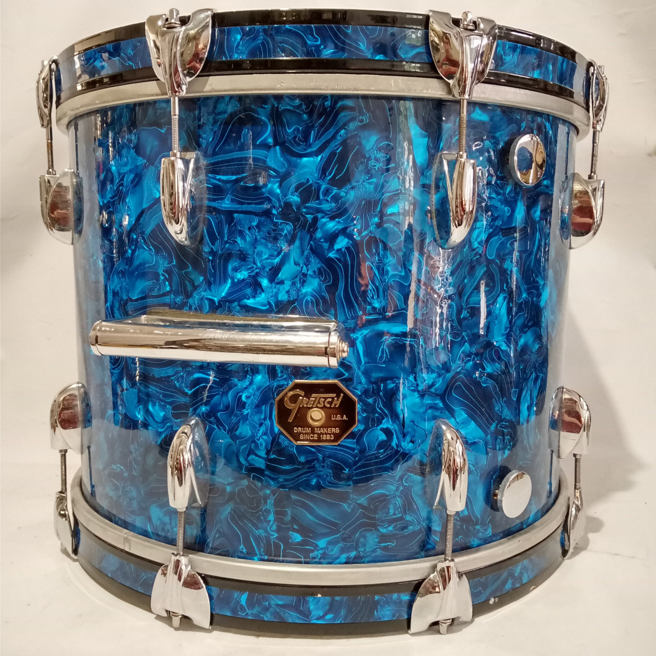 Gretsch 14x18"Jazz/Bop Bass Drum Vintage80s Drop-G SSB Peacock Blue Jasper Maple — main photograph