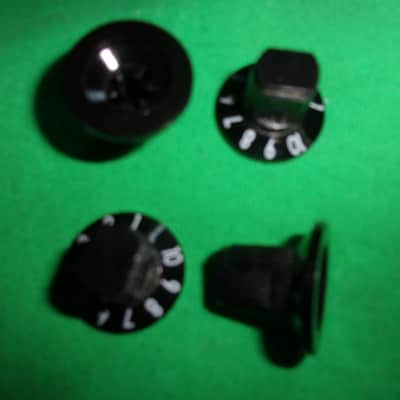 New Lot of 4 Black Knobs with White numbers for Volume / Tone Controls Amps etc. image 1