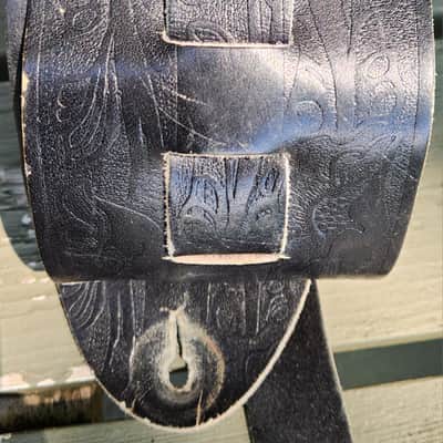 VINTAGE! Hand-Tooled Leather Bass Guitar Strap 1970s image 1