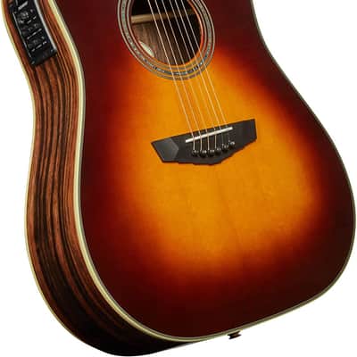 D'Angelico Excel Lexington Acoustic-Electric Dreadnought Vintage Sunburst w/ Hardshell Case, B-stock image 4