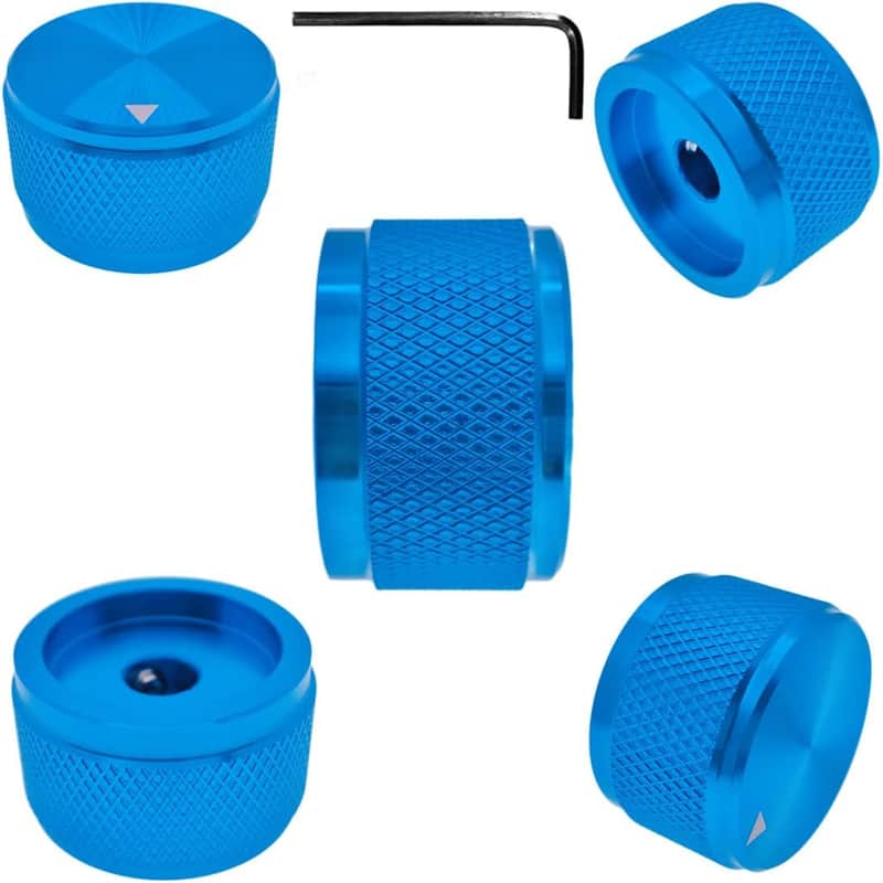 5 Pack Aluminum Rotary Electronic Control Potentiometer Knob,for 0.23'' Diameter Shaft, 0.98'' Dia, 0.61'' H, Guitar Knob, Audio knob, Volume Control Knob (Blue) image 1