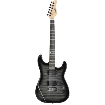 Glarry GST Black Electric Guitar HH Pickup Tiger Stripe w/20W Amplifier image 2