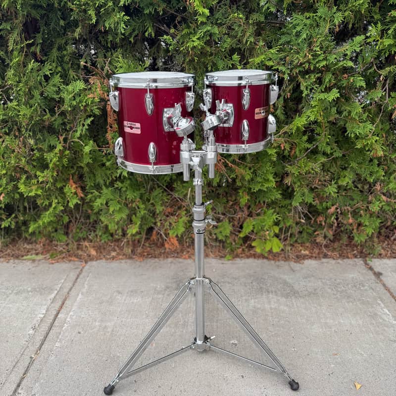 Yamaha 8" + 10" 8000 Tour Custom Tom Drum TT-810GP TT-808GE Wine Red Made in Japan Vintage 80s image 1