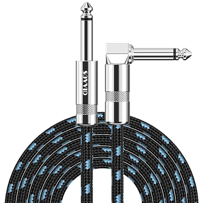 Guitar Cable 10FT Instrument Cable Guitar Cord Electric Guitar Cable Guitar AMP Cord for Bass Guitar Keyboard 1/4 Inch Cable Right Angle Black Blue image 1