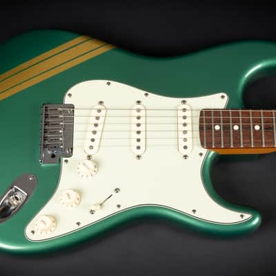 2012 Fender Custom Shop Custom Deluxe Stratocaster - Sherwood Green with Gold Racing Stripes | COA OHSC image 4