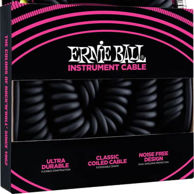 Ernie Ball 30 ft Coiled Straight / Straight Instrument Cable - Black image 3