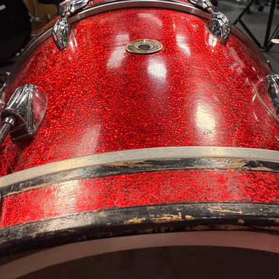 Vintage 60's Gretsch Round Badge 3-Piece 13/16/20 Drum Kit Set in Red Sparkle with Cases (Rm4) image 15