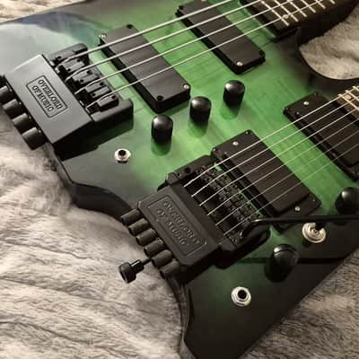Overlord of Music Double Neck Headless Bass and Electric Guitar - 2020s - Green Burst image 4