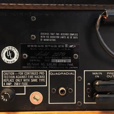 Marantz Model 2270 70-Watt Stereo Solid-State Receiver 1972 - 1973 - Silver with Wood Case image 9