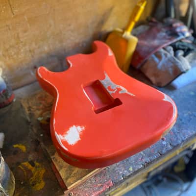 Stratocaster Body, Nitro paint, Fiesta red relic, 100% handcrafted in Italy image 10