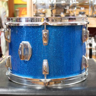 1960s Ludwig Downbeat Outfit in Sparkling Blue Pearl 14x20 8x12 14x14 image 17