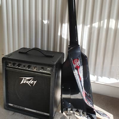 Hondo Alien Headless Bass 80s with Case and Peavey Microbass image 3