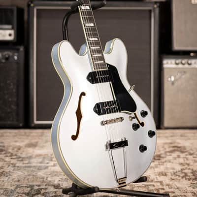 Eastman T64 Trapeze Hollow Body Electric Guitar - Iced Blue Metallic with Gig Bag image 14