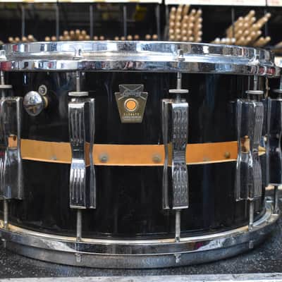Vintage 80's Ludwig Slotted Coliseum 8" x 14" 12 Lug Snare Drum in Black Cortex image 2