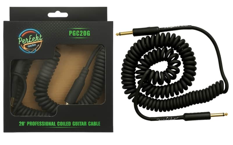 Perfekt Gear PM-306 Gold Tip Coiled Instrument Cable (20ft) image 1