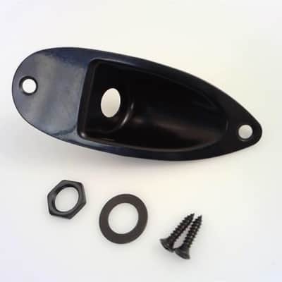 True Custom Shop® Black Input/output Boat Cup Jack Plate for Fender Strat image 2