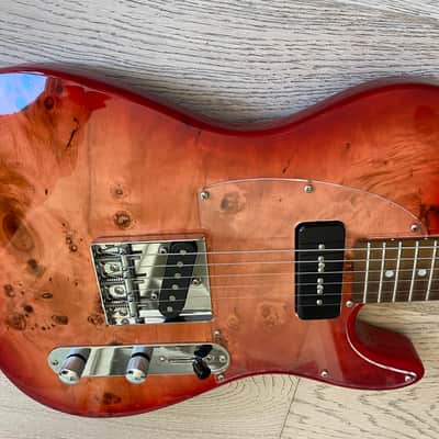 Bacchus  Tactics Telecaster Red Burl Red P90 Matching Headstock image 4