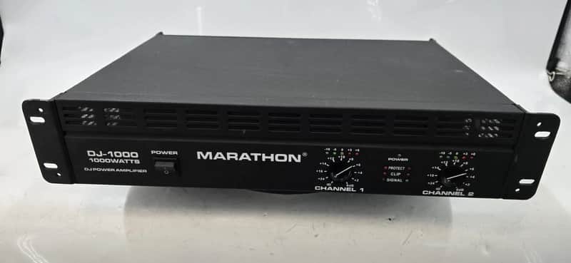 Marathon DJ-1000 Watt Peak 2 Channel Power Amplifier Amp - TESTED - RV-0412 image 1