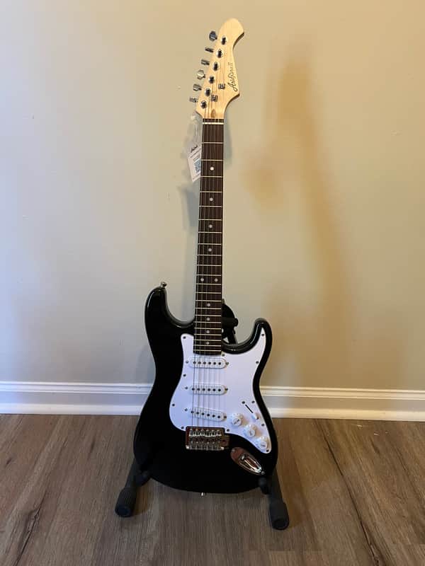 Aria STG-MINI-BK 6-String Electric Guitar STG Series Pro II, Basswood Body, Bolt-On Maple Neck, Black Finish, Gig Bag Included image 1