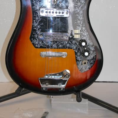 Vintage 1960's TEISCO Del-Ray ET-200 Tulip Sunburst Electric Guitar With Gig Bag image 2