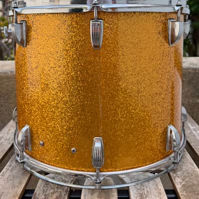 Ludwig Marching Snare / Tenor Drum 15x11” Blue Olive Badge 1970’s - Gold Sparkle image 2