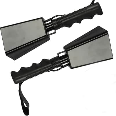 2 Pcs Cow Bell Steel Cowbells 9 inch Cowbell Noise Makers Cheering Hand Bell with Wrist Strap for Sports Events,Football Games,Party,Farm, Musical Instruments (Black) image 1
