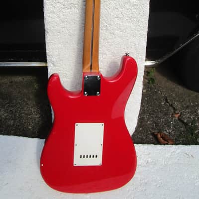 Hondo H76 Stratocaster Guitar, 1980's, Korea, Red, Fresh Setup image 8