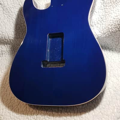 # BCS-7-Our last, USA made, Double bound Roasted Alder body in blue clouds with Killer 5A quilt maple top. Made for a Strat neck image 7