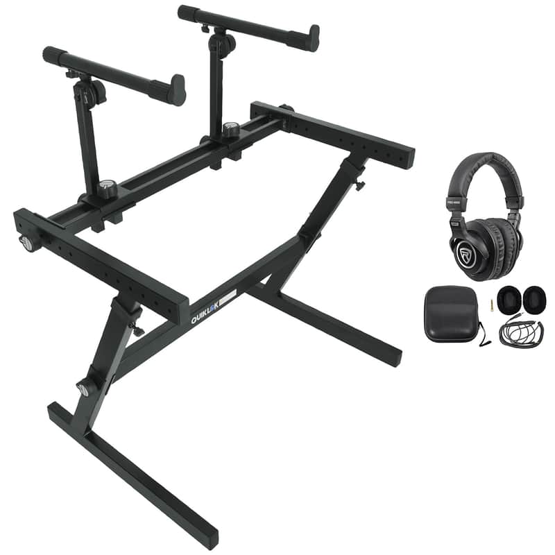Quik Lok Z-726 2-Tier Z-Style Keyboard Stand 34 inch Width + Headphones image 1