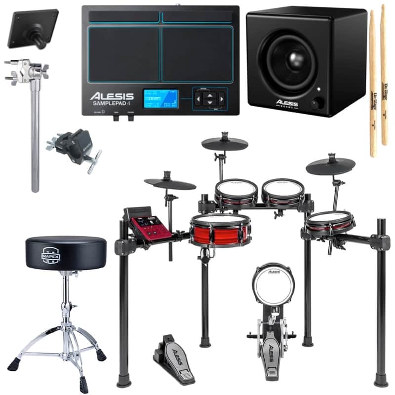 Alesis Nitro Pro Electronic Drums, SamplePad 4, Nitro Amp, Mapex Throne, Gibraltar Extension Arm & Multi-Clamp image 1