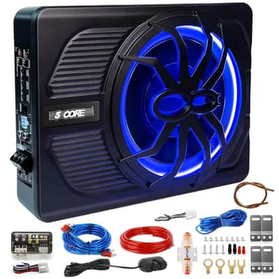 5Core 10 inch Slim Under Seat Car Audio Subwoofer 800W Built in Amplifier Sub Woofer LED Light image 1