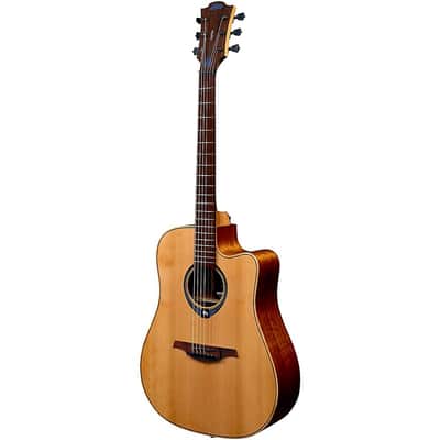 Lag Guitars Hyvibe Dreadnought Cutaway Acoustic Guitar with Bag Regular Natural image 6