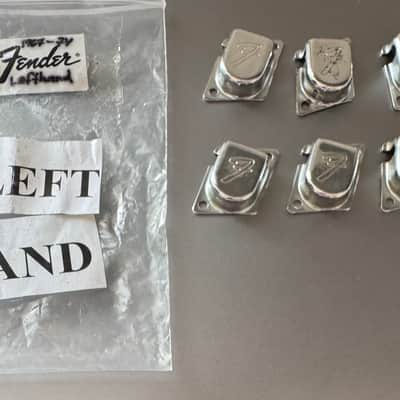 Fender LEFTY ”F” stamped Tuner gear covers [Set of 6] 1967-1974 - Chrome image 2
