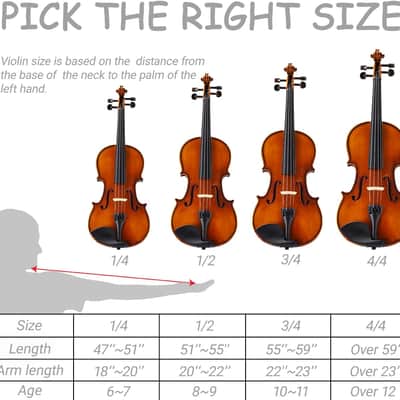 1/2 Acoustic Violin for Beginners, Full Size Solidwood Fiddle Set for Kids and Adults with Hard Case, 2 Bows, Extra Strings, Shoulder Rest, Rosin, Clip-on Tuner, Fingerboard Stickers, and Mute. image 2