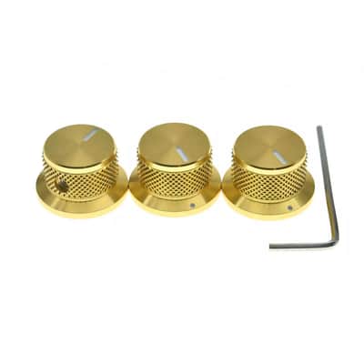 Gold Metal Top Hat Knobs - 1/4" Shaft (Set of 3) image 2