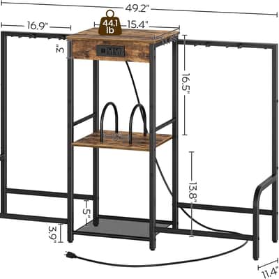 Guitar Stand with 4 Guitar Holders, 3-Tier Multi Guitar Rack Holder for Electric Guitar, Bass, with Charging Station and Soft-Padded Protect for Home Studio Music Room, Rustic Brown GS01BR image 3