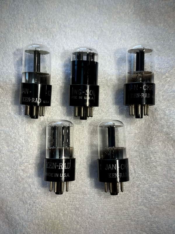Ken-Rad 12AH7GT Vacuum Tube set of (5) Circa-1960s-Glass image 1