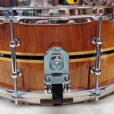 awdrums Custom Shop 6.5”x14” Finger Jointed STAVE Snare Drum 2025 - Cherry Wood with Wenge & Maple Inlays VIDEO !!! image 1