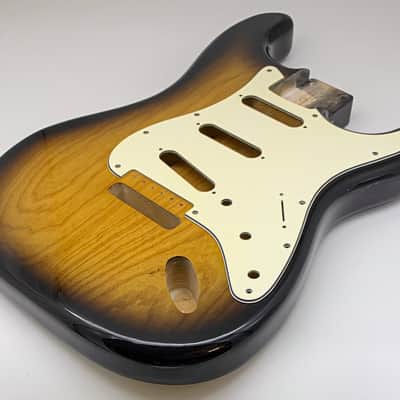 3lbs 8oz BloomDoom Nitro Lacquer Aged Relic 2 Tone Sunburst Hardtail S-Style Vintage Custom Guitar Body image 4