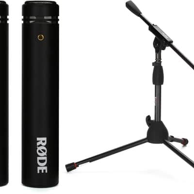 Rode M5 Small-diaphragm Condenser Microphone - Matched Pair Bundle with Gator Frameworks GFW-MIC-2621 Tripod Style Bass Drum and Amp Mic Stand image 1