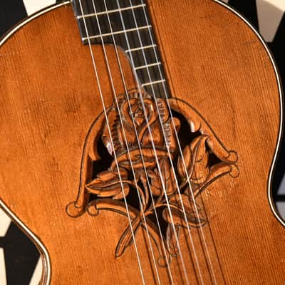 ✴️ Video Included - Double-top 1920s Antique Pre-war German Romantic Guitar, Hand-carved Rosette – Great Condition and Outstanding Sound image 5