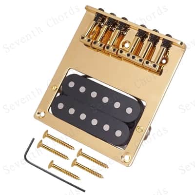 Gold Vintage Tele Style Guitar Bridge with Humbucker Pickup image 1