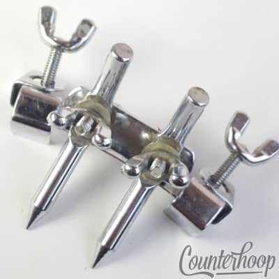 *Pearl Bass Drum Spurs Clamp-On Hoop Mount Anchor Legs Double-Spikes Adjustable* image 1